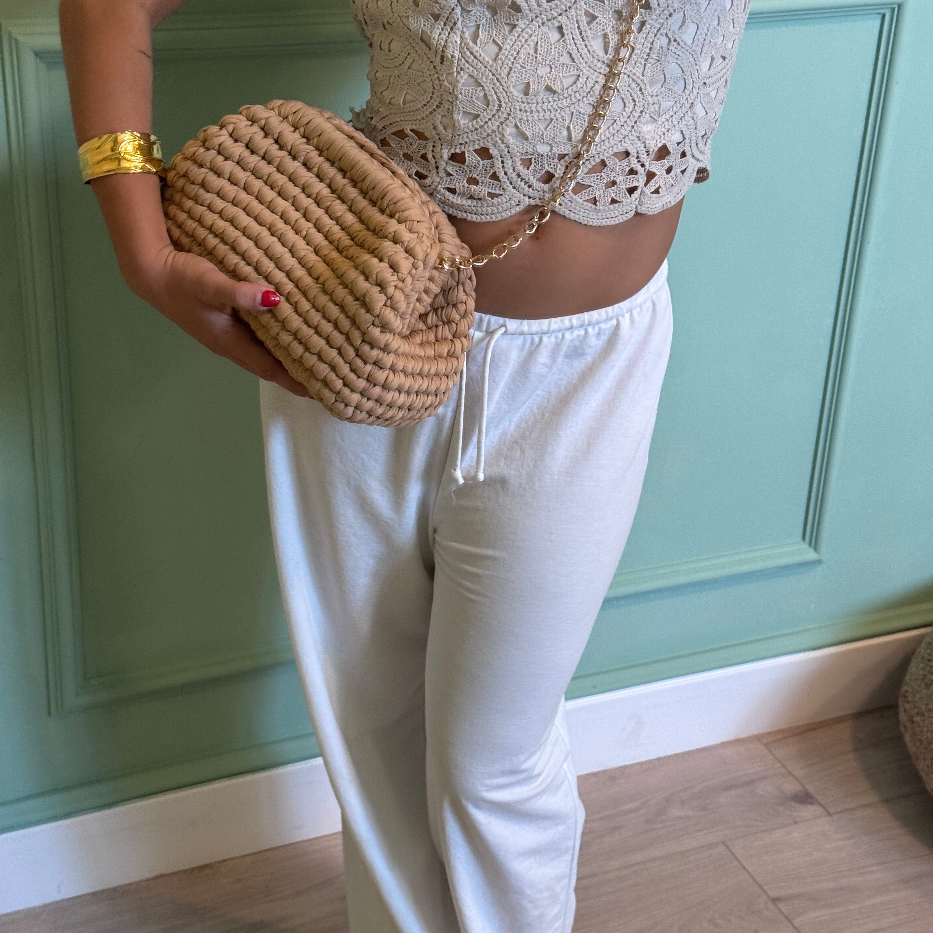 Clutch media beige scuro