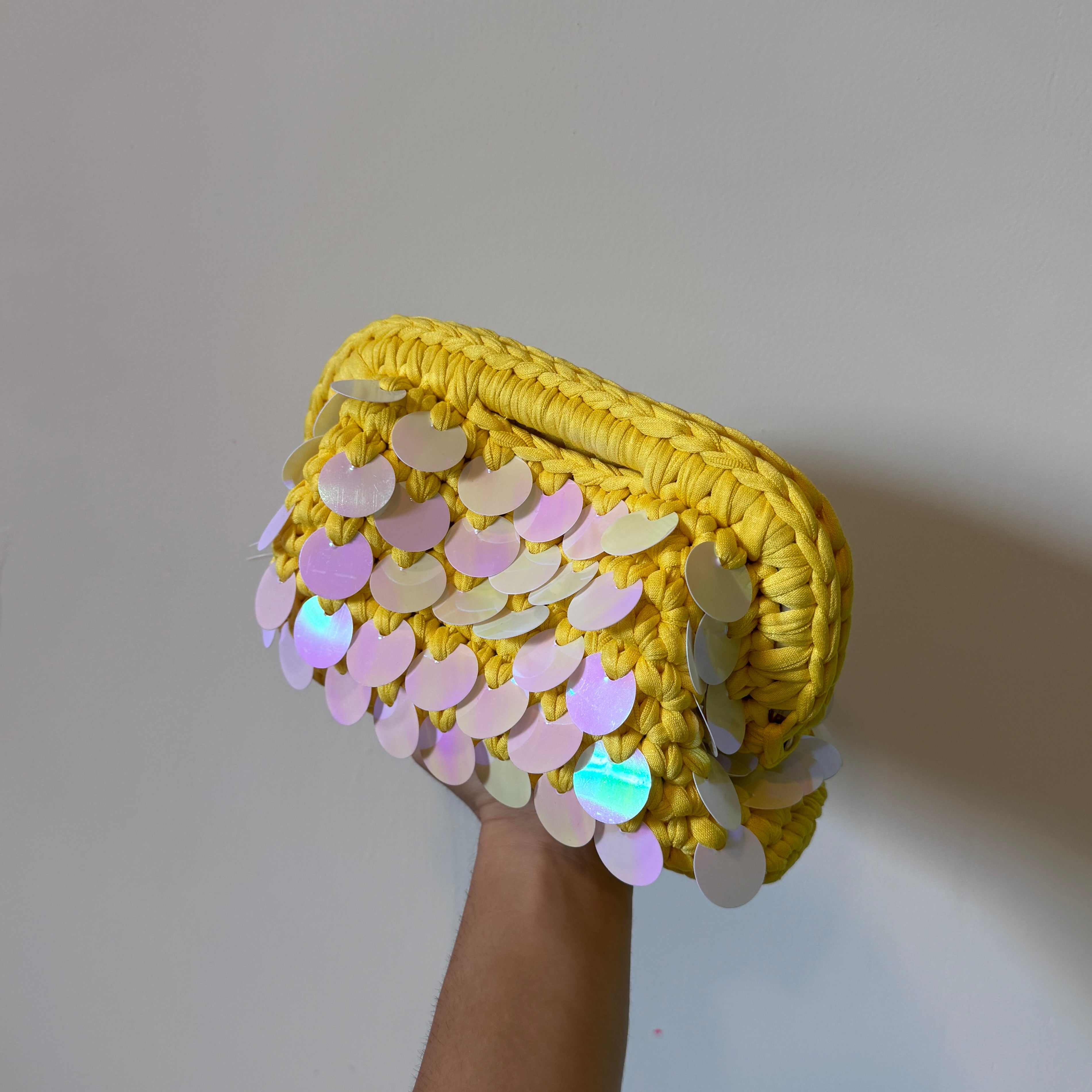 Passeggino medium giallo paillettes oleografiche