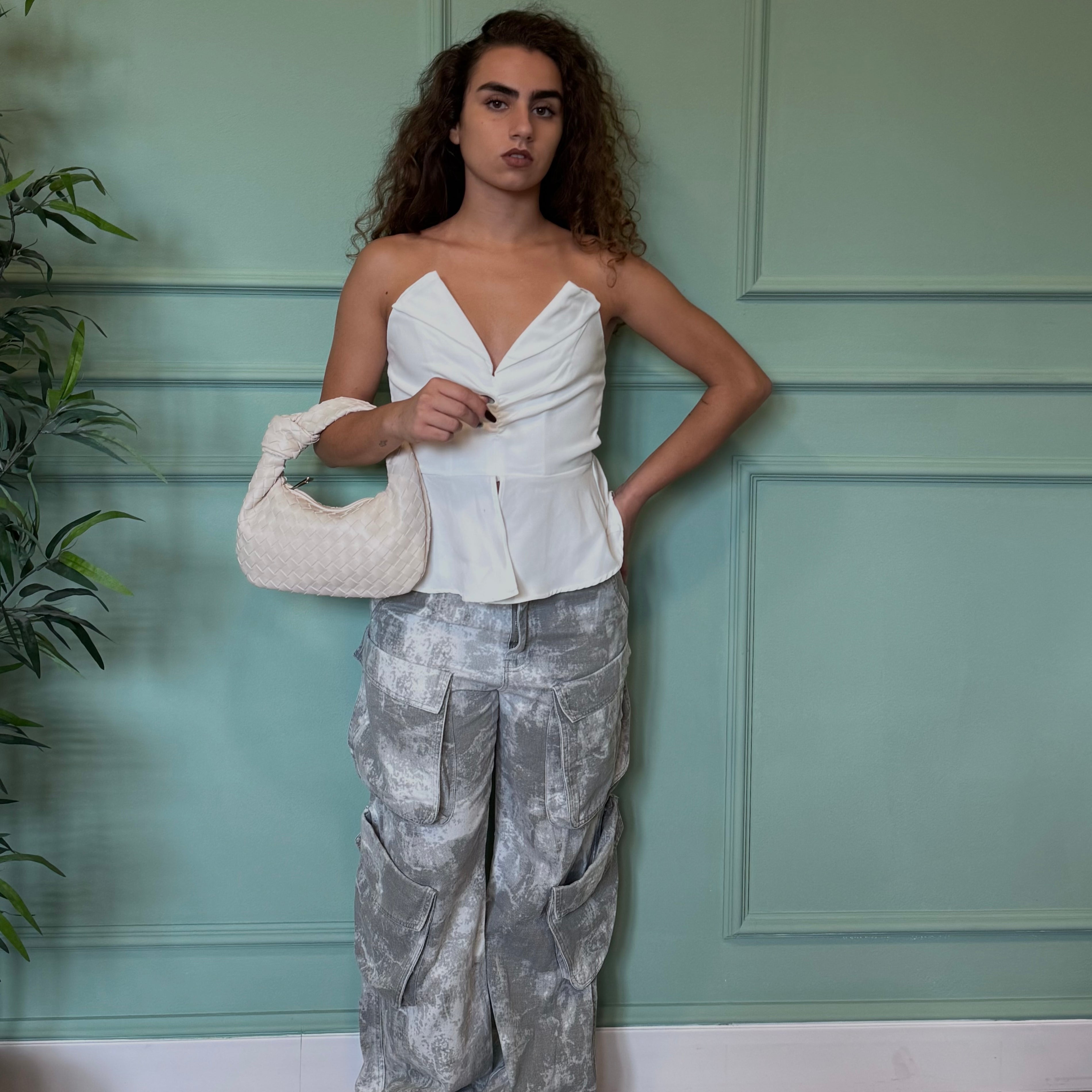 Bag intreccio media beige