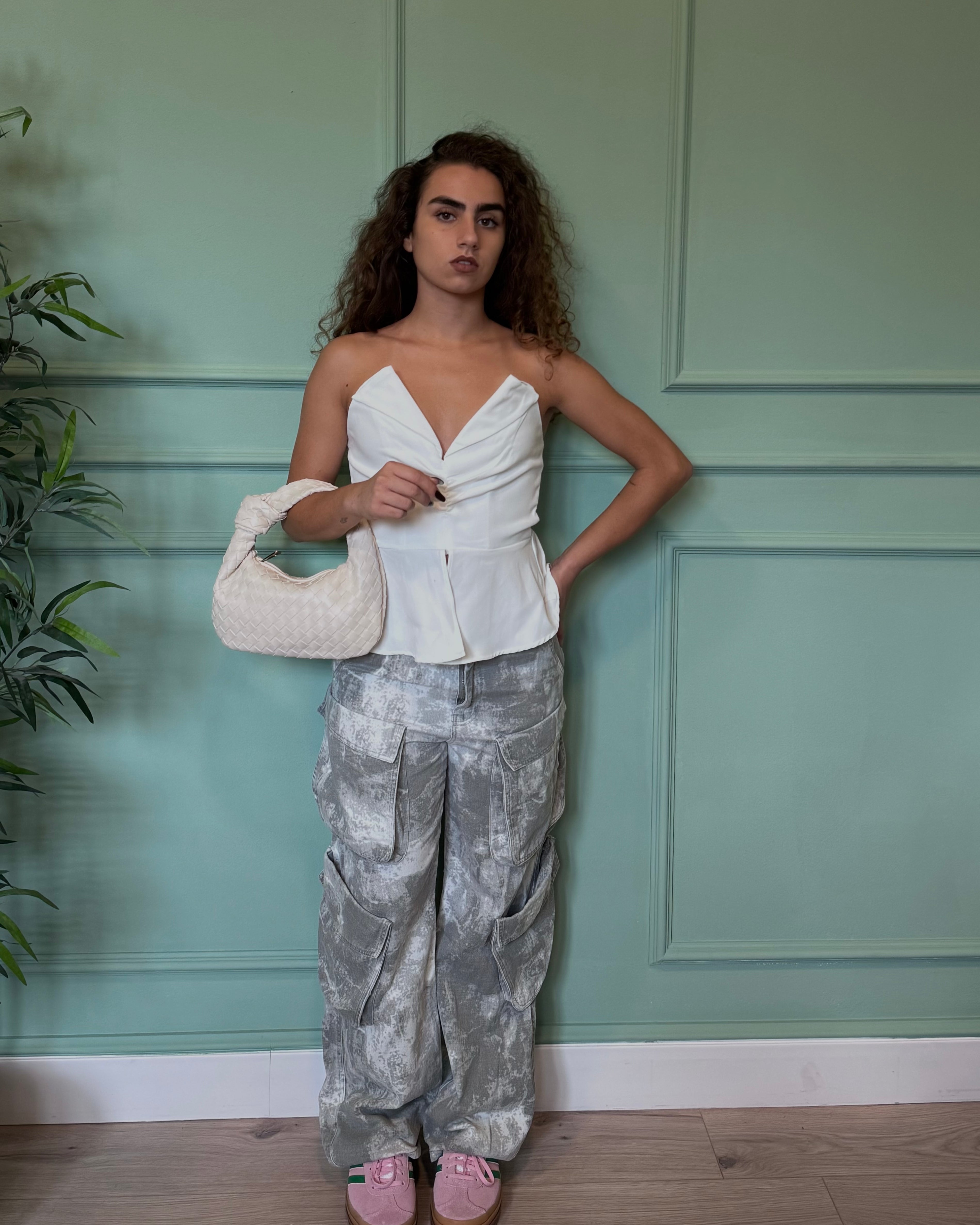 Bag intreccio media beige