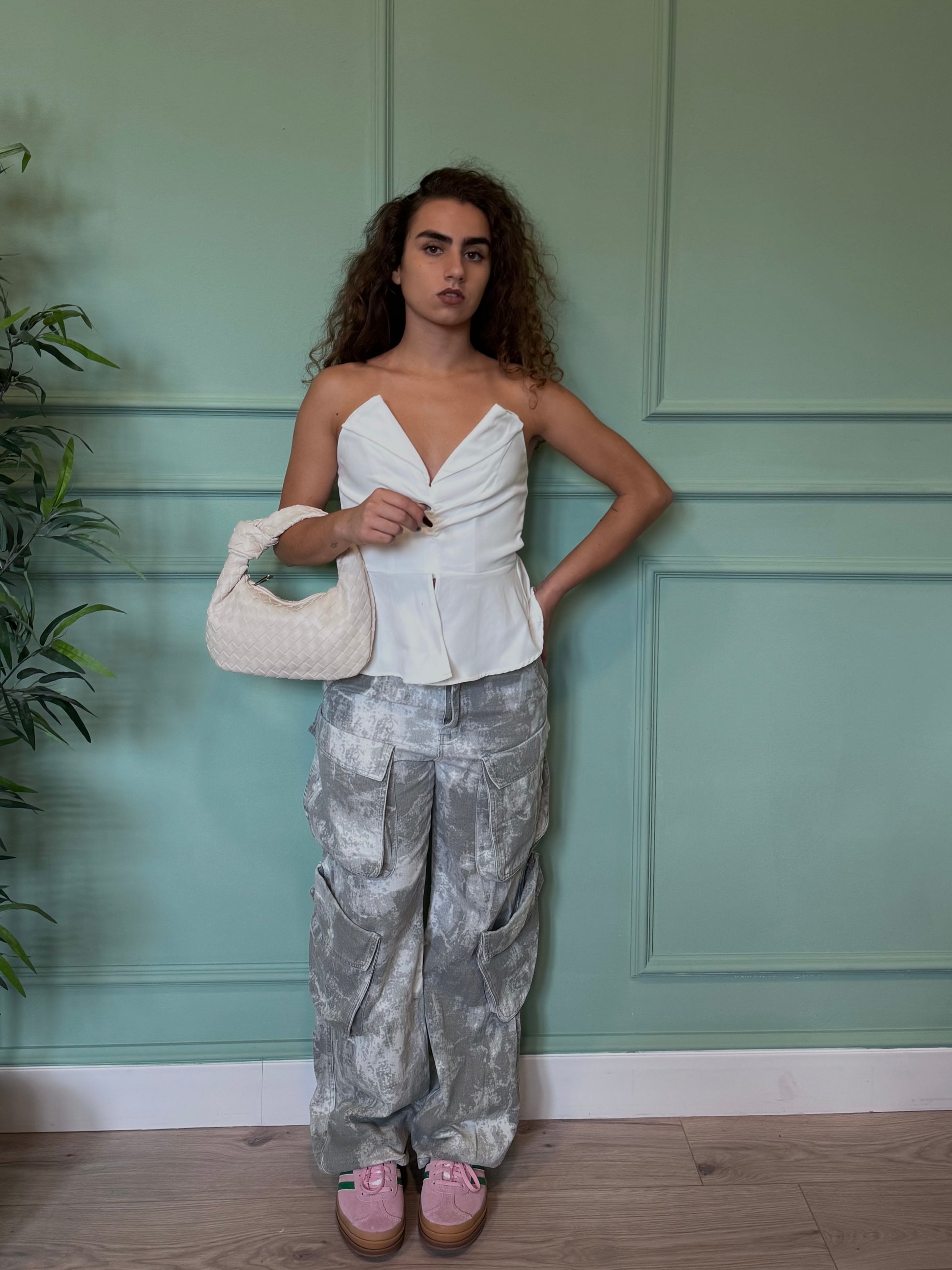 Bag intreccio media beige