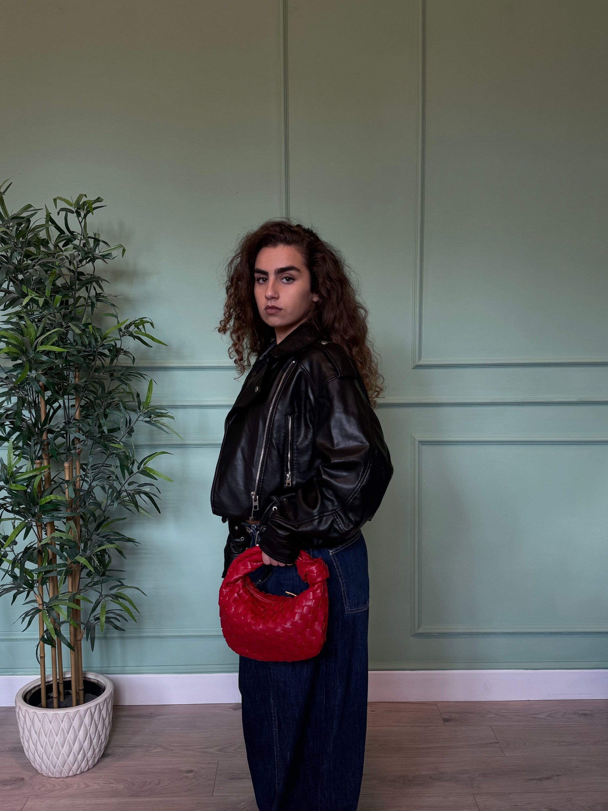 Bag intreccio media rossa