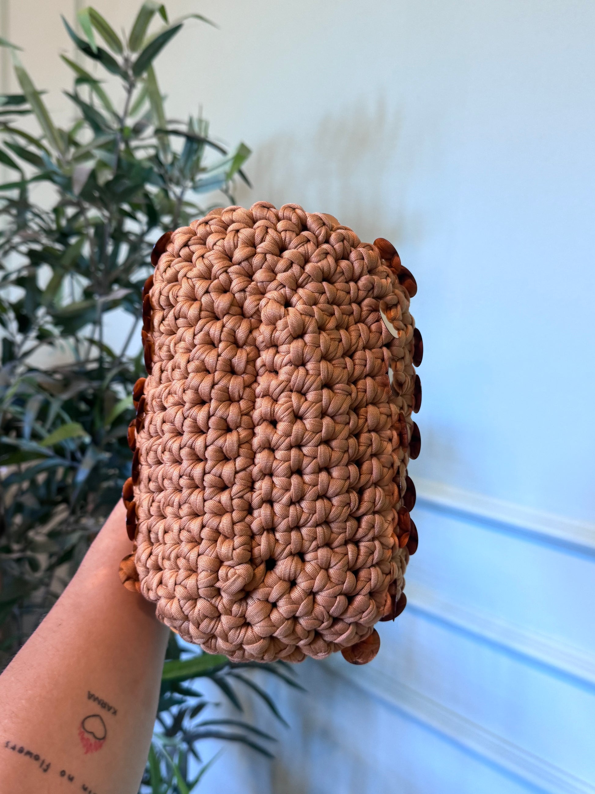 Clutch media miele paillettes