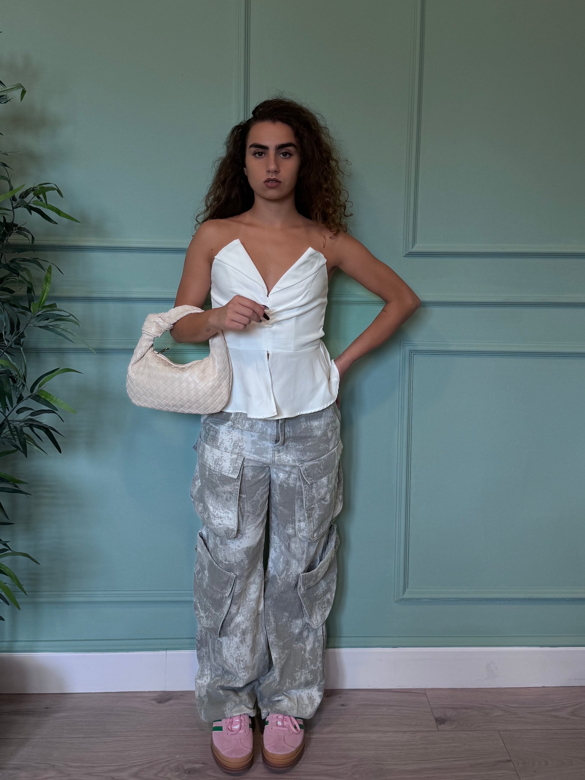 Bag intreccio media beige