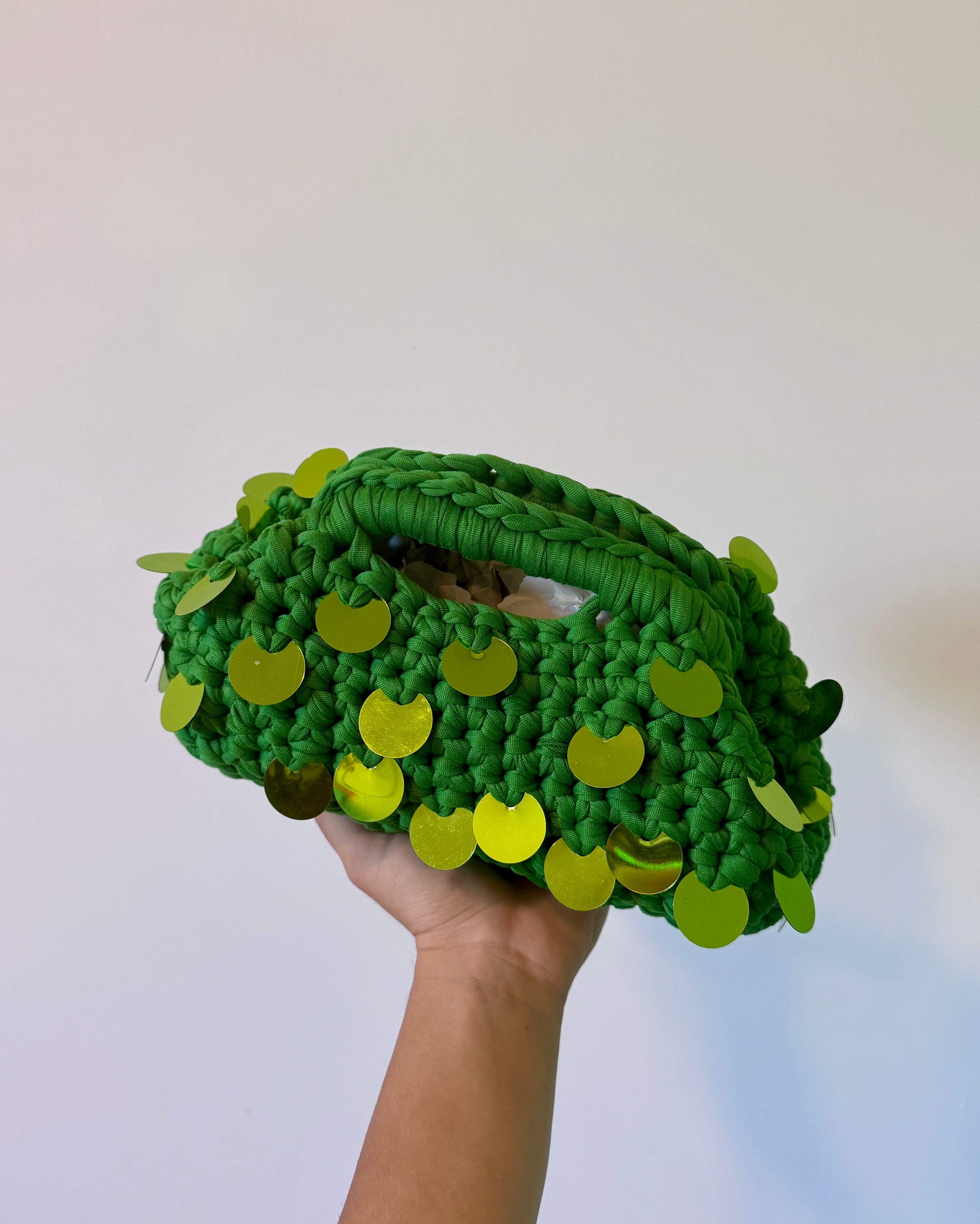 Pasticcino medio verde bosco paillettes lime
