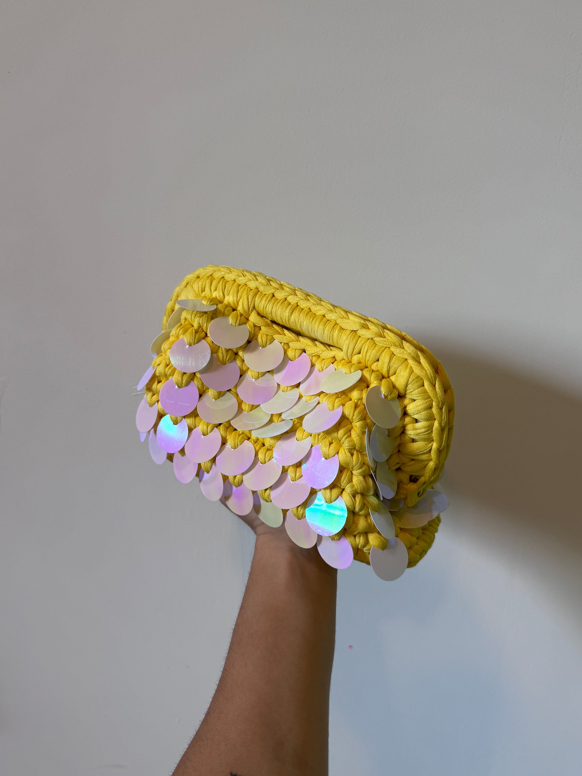Passeggino medium giallo paillettes oleografiche